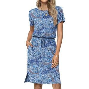 Anydoll T Shirt Work Casual Short Sleeve Dress with Pockets Sz L